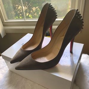 Christian Louboutin Zappa 100 Suede Spiked Heels